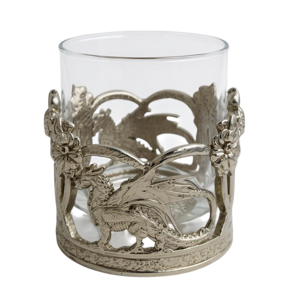 Set of 4 - Crown Dragon Whisky Glasses | Juice Glasses | Drinkware | Statement Barware | Gold, Silver or Antique Finish-1