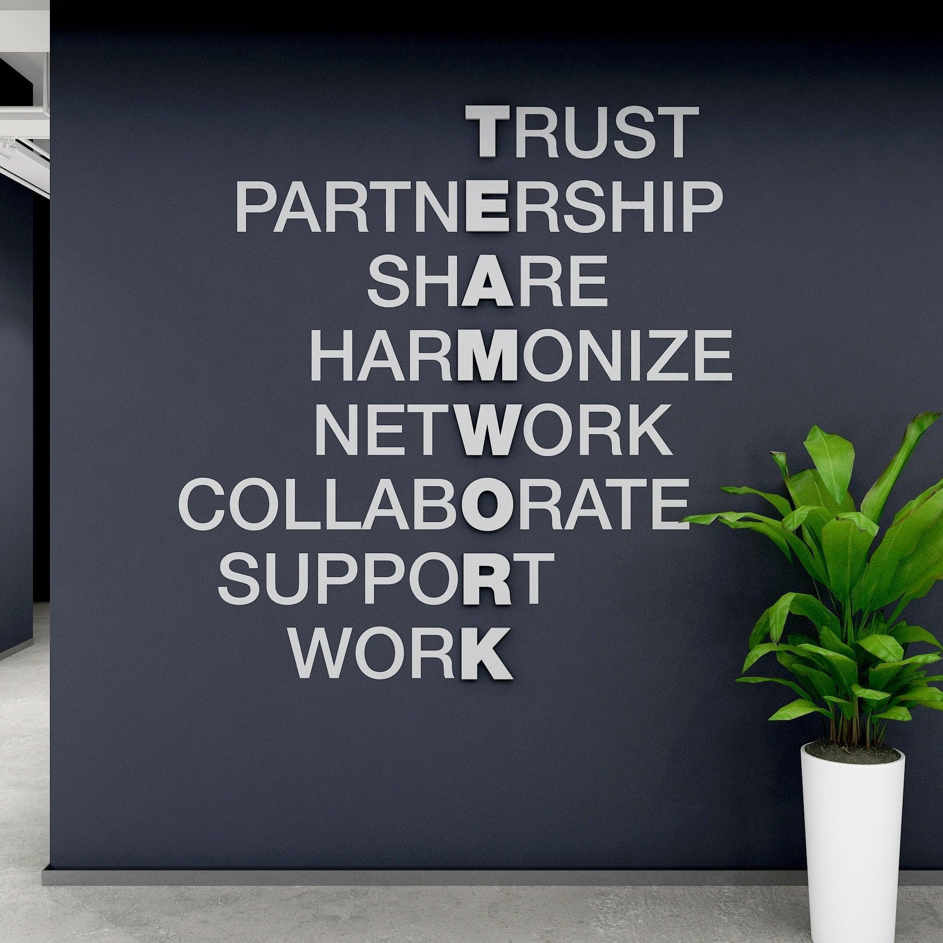 Teamwork Cross Words 3D Wall Sign - PRHOMZ