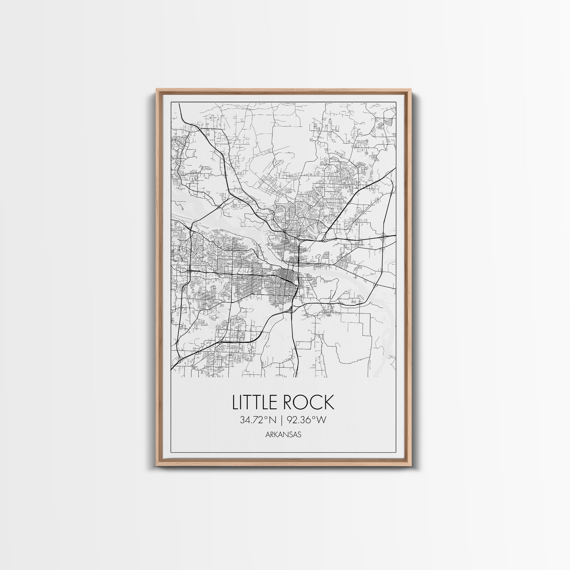 Little Rock Street Map, Arkansas Map, City Map Art, Modern Wall Art, Wall Art, Canvas Print, Travel Lover Gift, Kids Wall Art, Travel Art