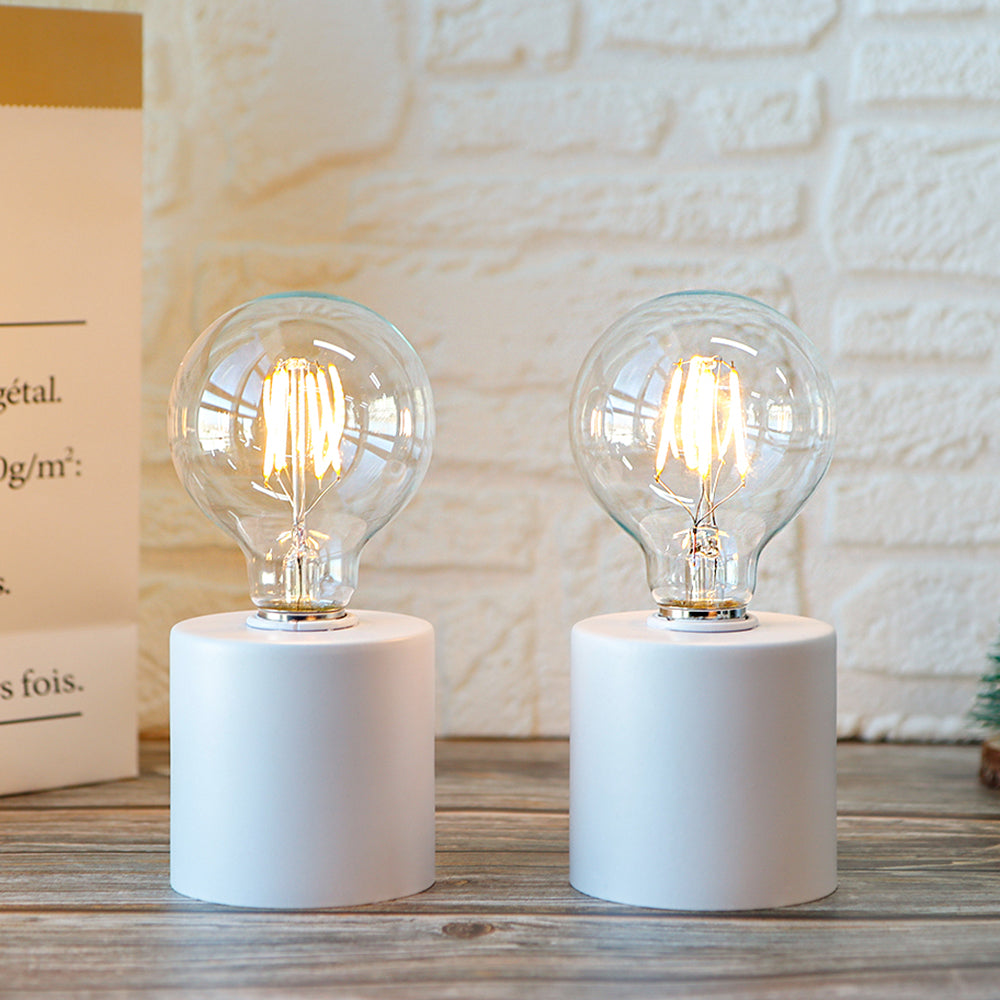 7" Tall White Battery Powered Table Lamp(Set of 2)-0