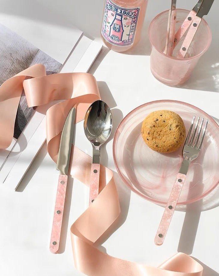 10-Pcs Sleek Modern Pinky Flatware Silverware Flatware Set - PRHOMZ