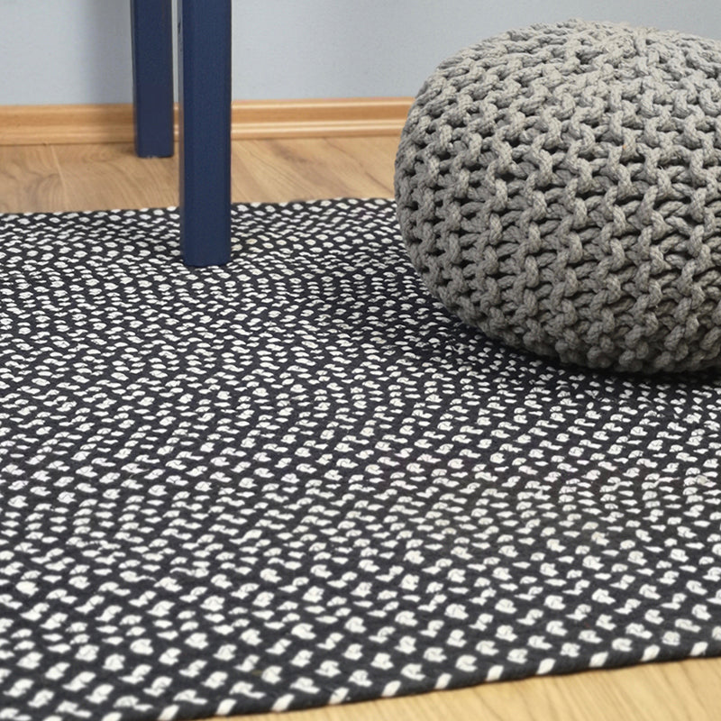 ALLEN black & white hand braided cotton rug