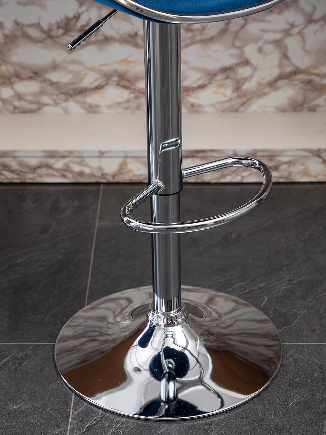 Blue Velvet Upholstered Adjustable Swivel Barstool Set Of 2