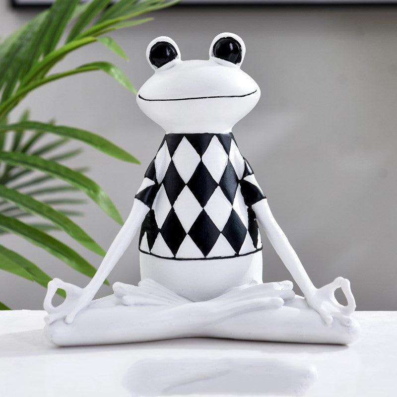 Yoga Frog Figurines Meditation Animal Ornaments Resin Statue Living Room Bedroom Interior Decor Office Home Decoration - PRHOMZ
