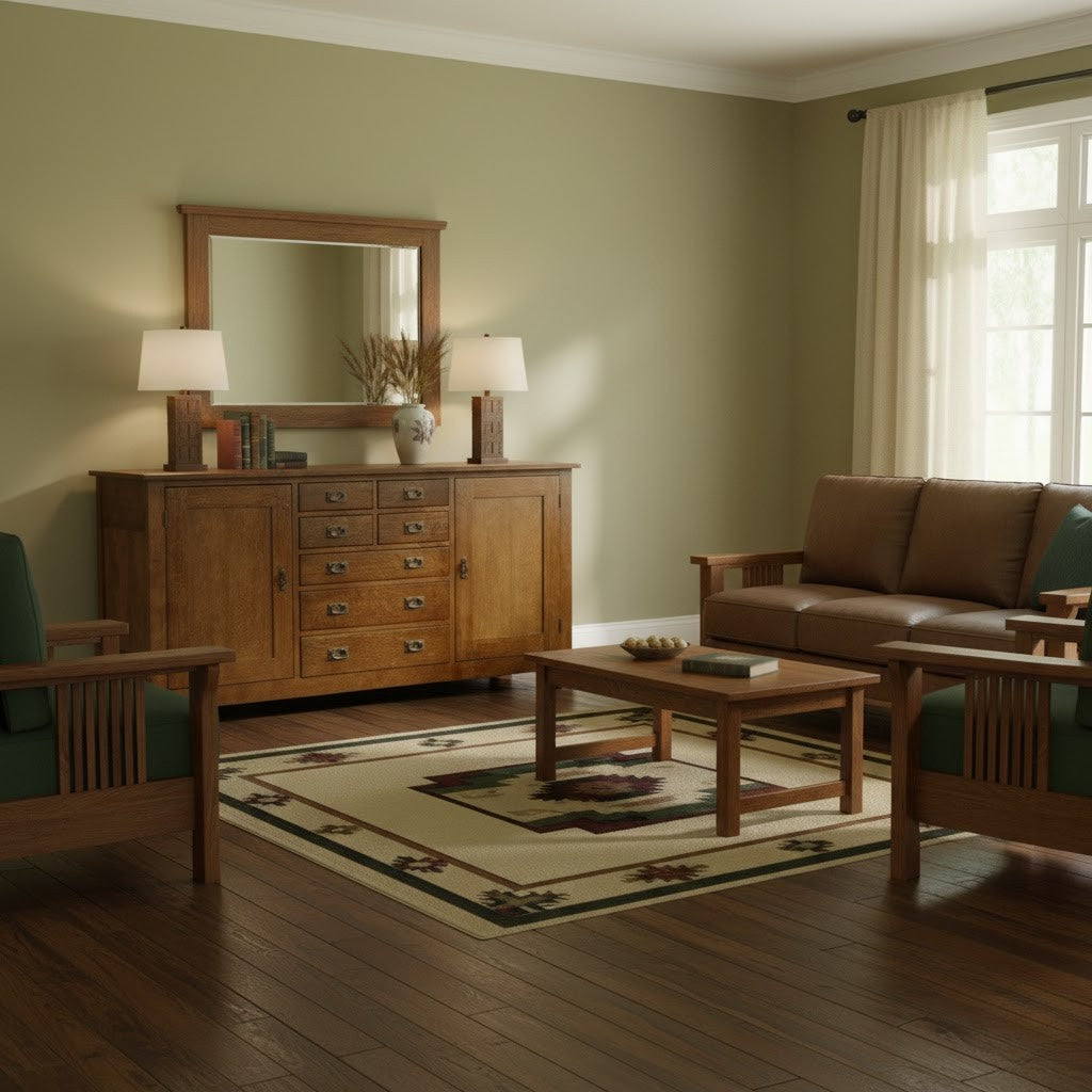 Mission 7 Drawer Sideboard with 2 Doors - Walnut (AW) - 82"