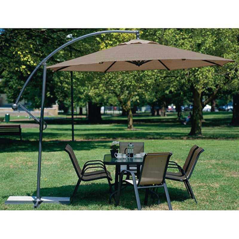 10 Foot Mocha Offset Patio Canopy Umbrella Rotates 360 Degrees-0