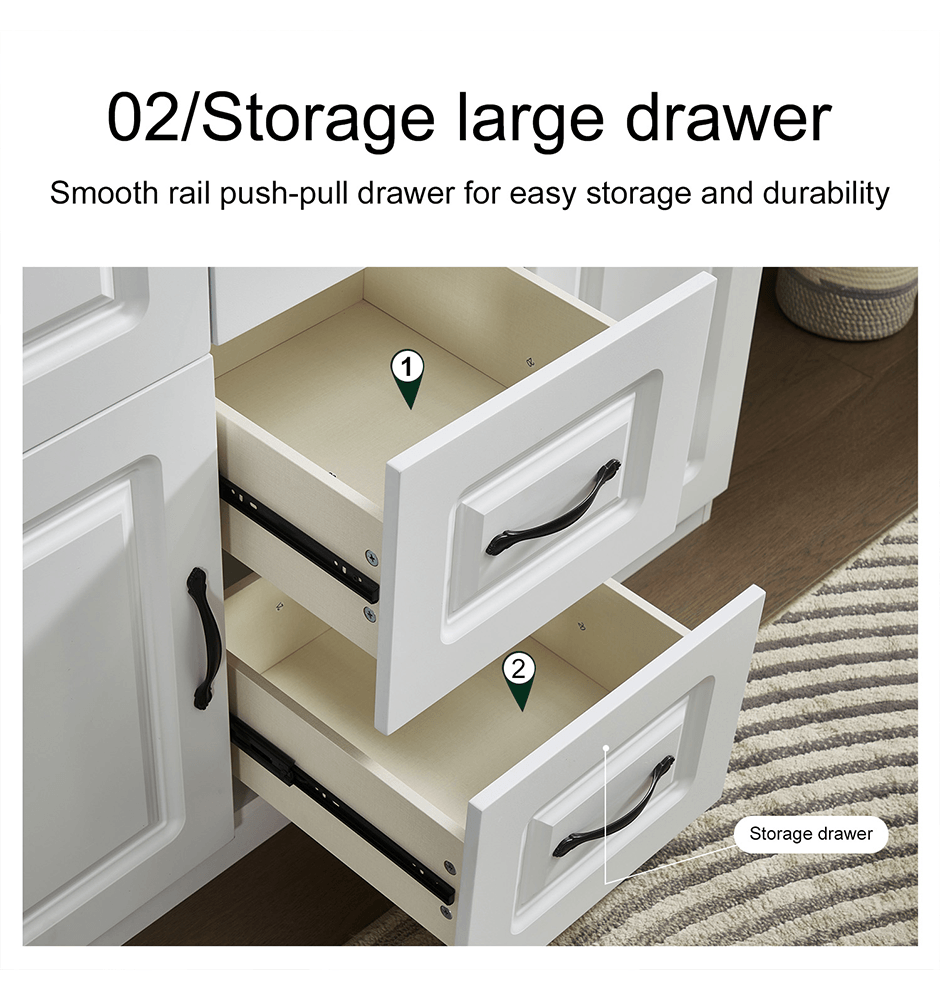 74'' White Armoire Wardrobe Closet with 3 Doors, Shelves, Hanging Rod & Drawers - Wood Storage Cabinet for Bedroom - PRHOMZ