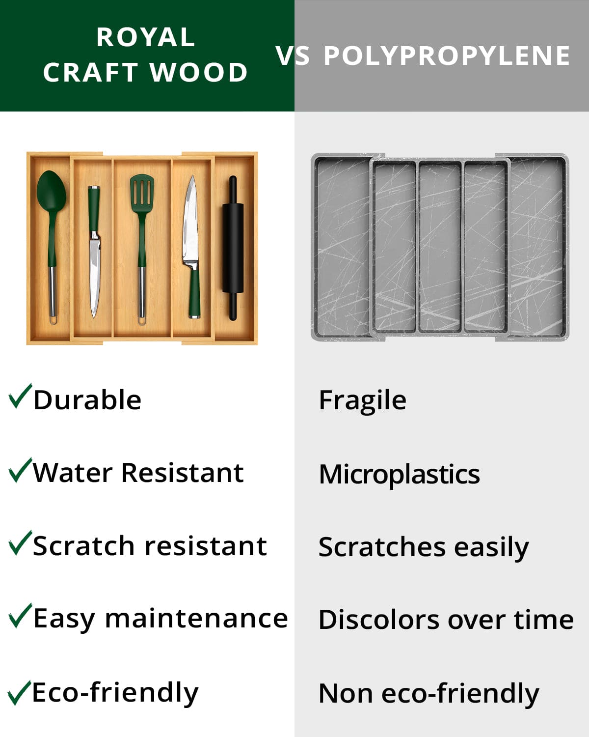 Utensil Drawer Organizer, Natural (5 Slots)