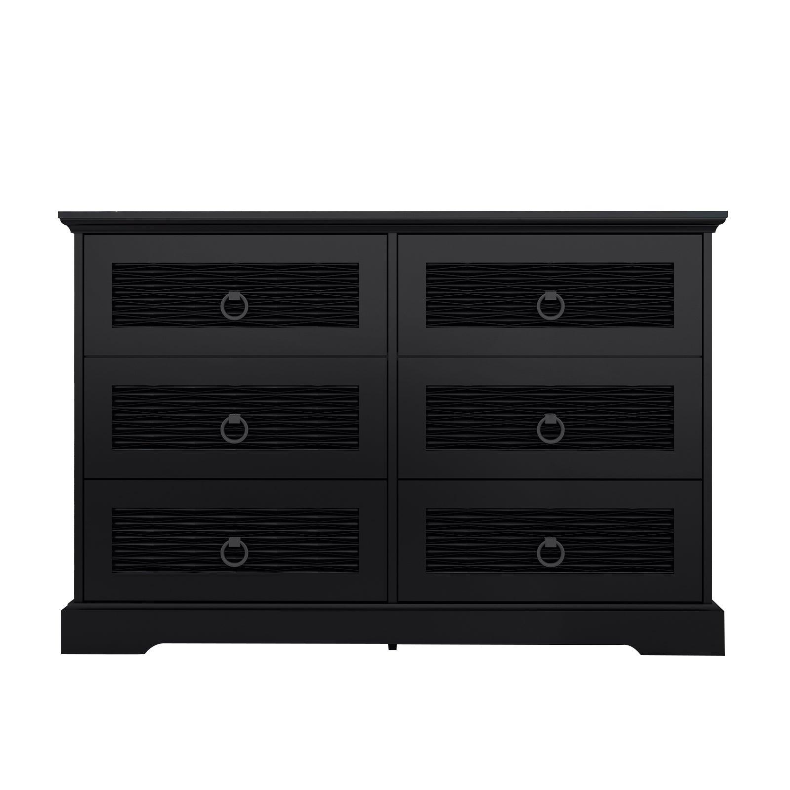 47" Wide Farmhouse Wood Drawer Dresser with 6 Drawers | Tall Chest of Drawers for Bedroom, Living Room & Entryway - PRHOMZ