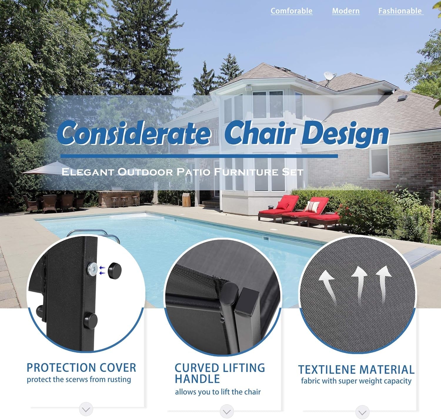 Dark Grey Outdoor Patio Set With Glass Coffee Table