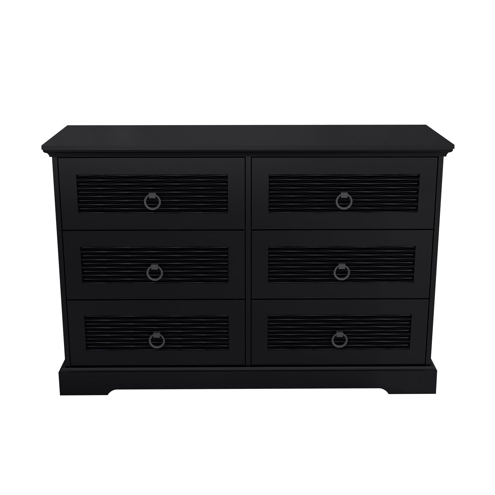 47" Wide Farmhouse Wood Drawer Dresser with 6 Drawers | Tall Chest of Drawers for Bedroom, Living Room & Entryway - PRHOMZ