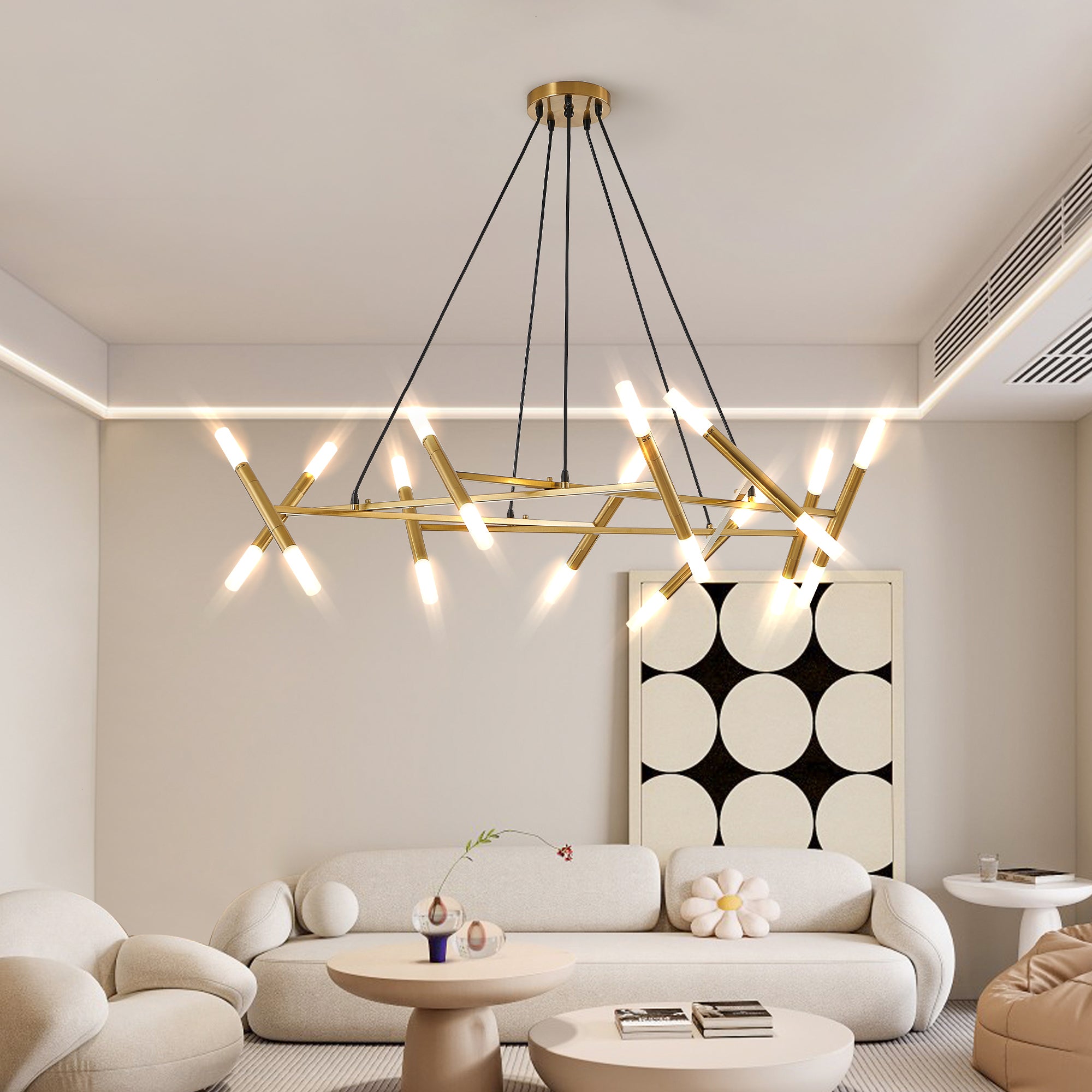 41' Golden Modern Chandelier Light Fixture with Branch Design
