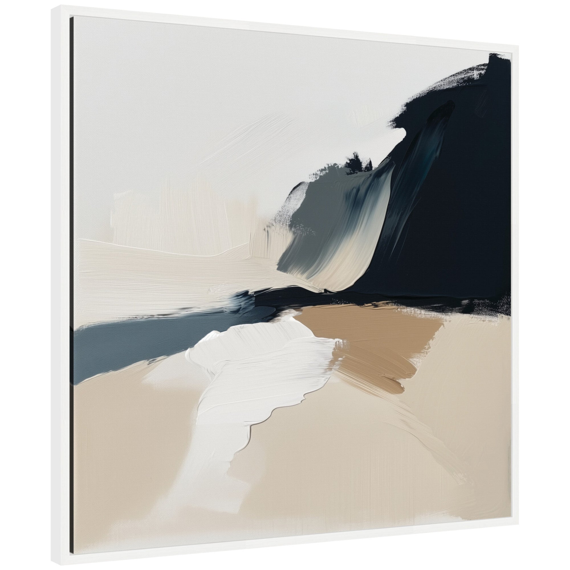 Sylvie Coastal Sand Modern Abstract Landscape II Framed Canvas by The Creative Bunch Studio