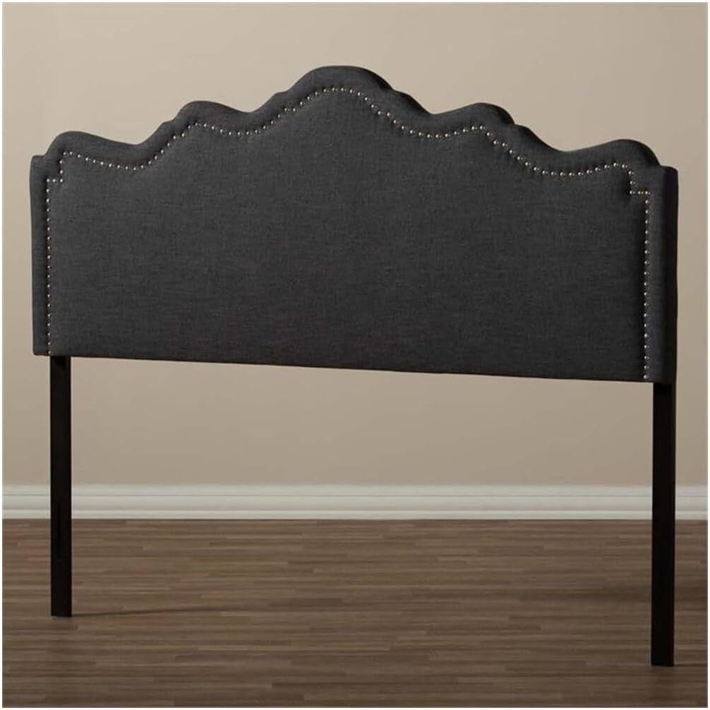 Elegant Upholstered Dark Gray Queen Headboard for Bedrooms