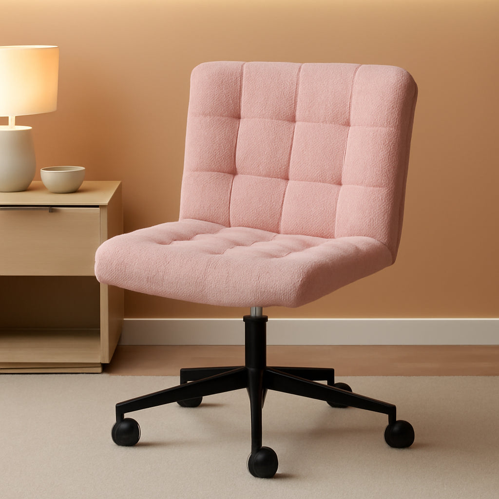 Pink Swivel Office Chair With Wheels Height Adjustable