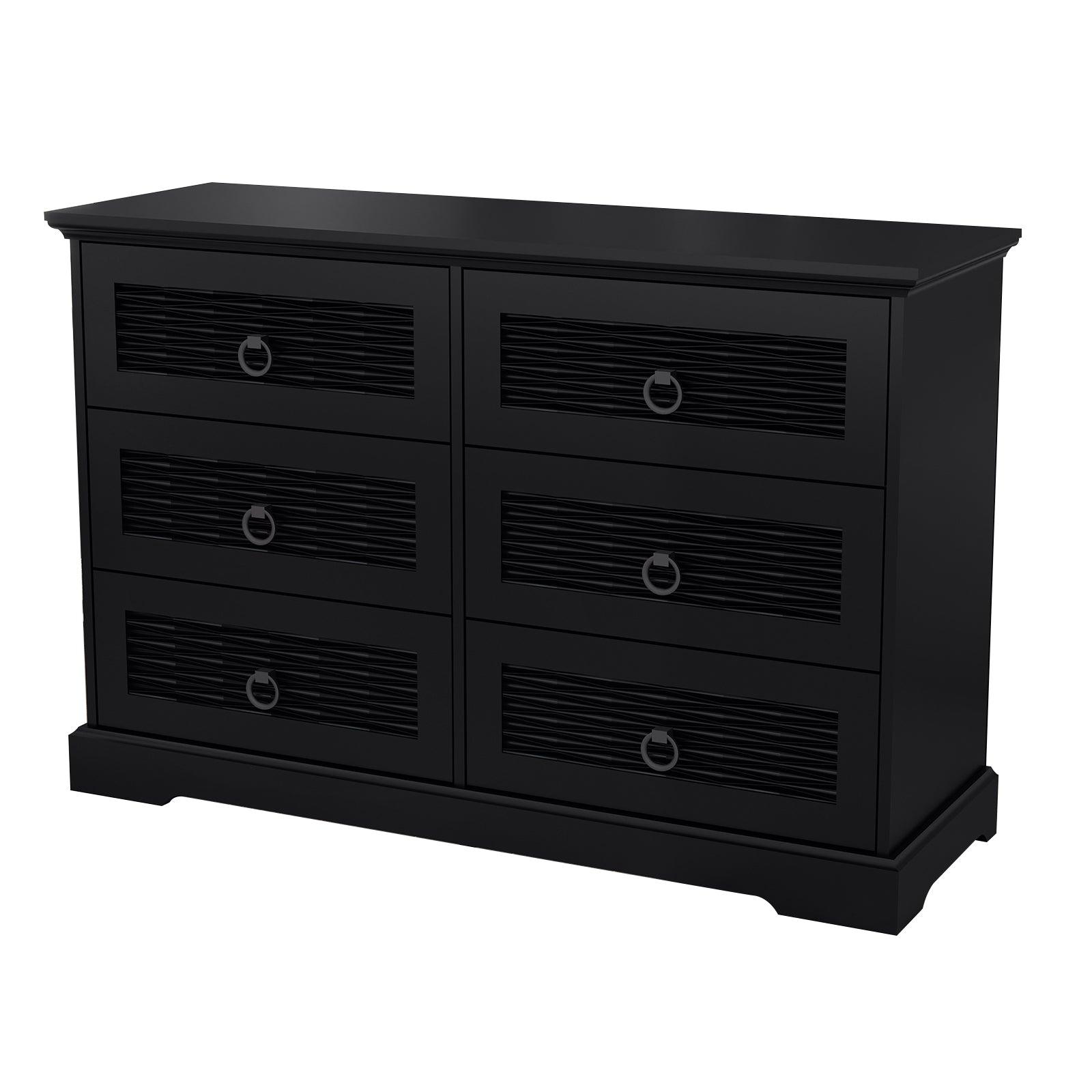 47" Wide Farmhouse Wood Drawer Dresser with 6 Drawers | Tall Chest of Drawers for Bedroom, Living Room & Entryway - PRHOMZ