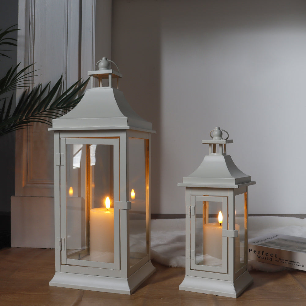 19.5''&13''Tall Set of 2 Outdoor Candle Lanterns-4