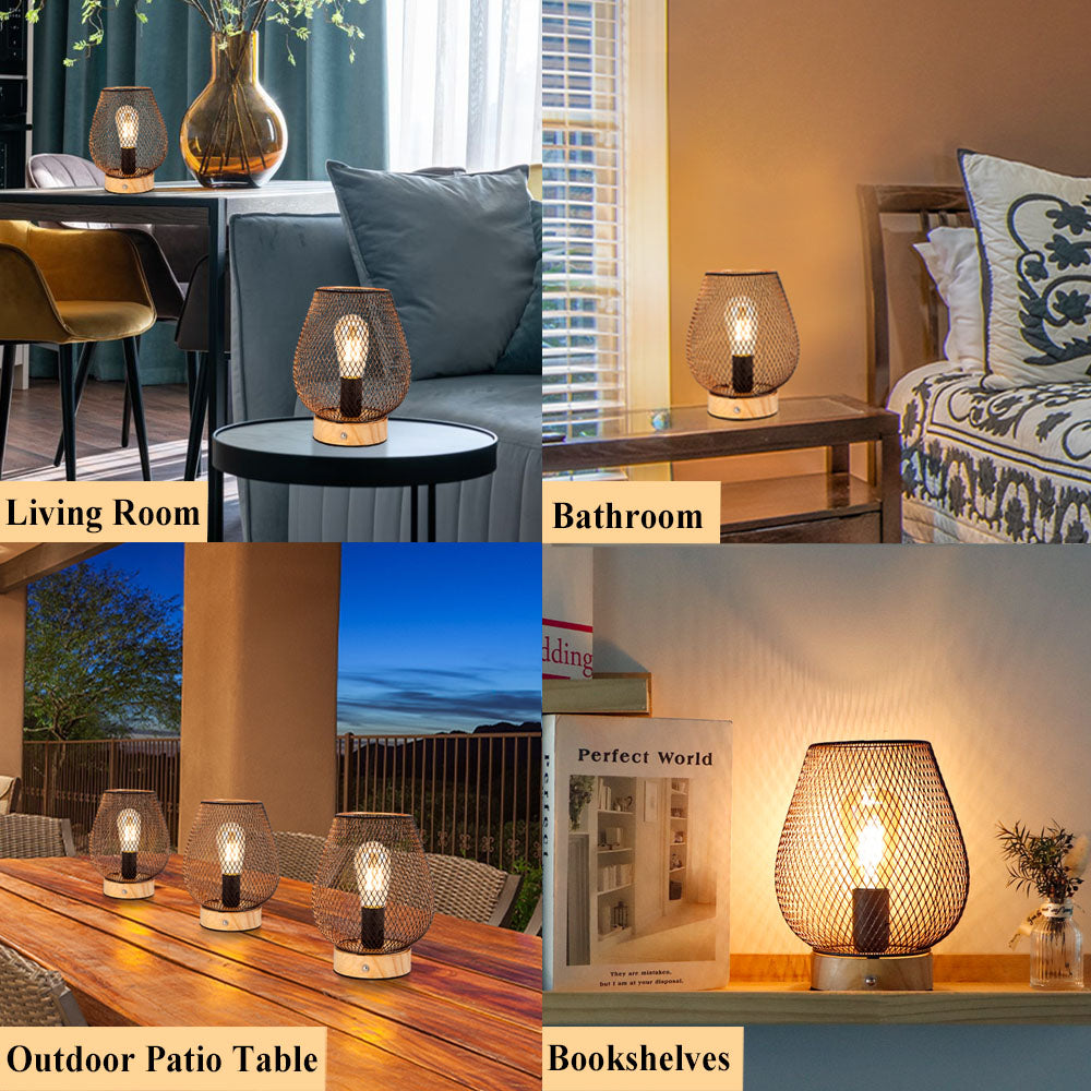 JHY DESIGN's 8"H Touch Adjustable Table Lamp(Bronze Egg, Wooden Base)-4