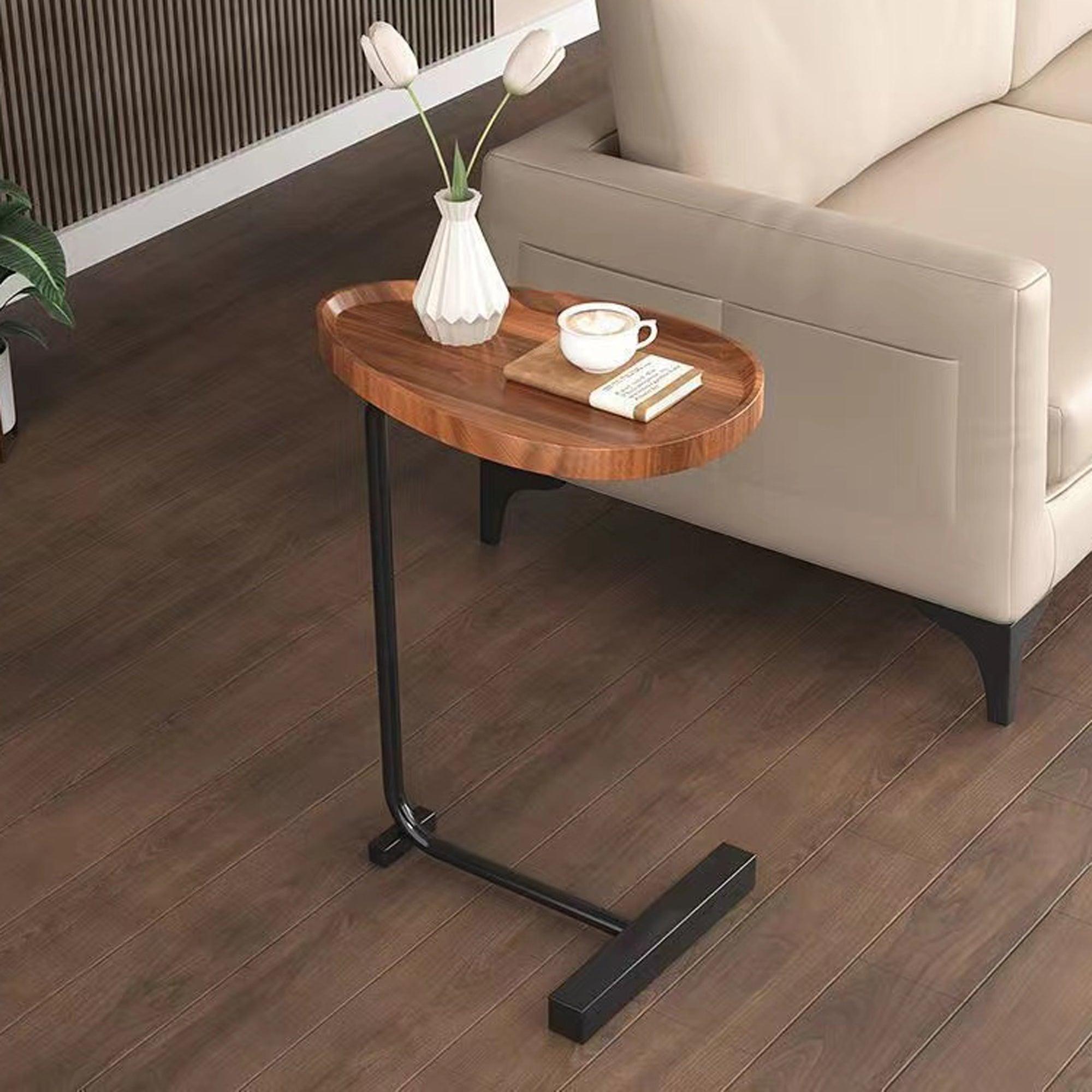 C-shaped Brown Side Table - PRHOMZ