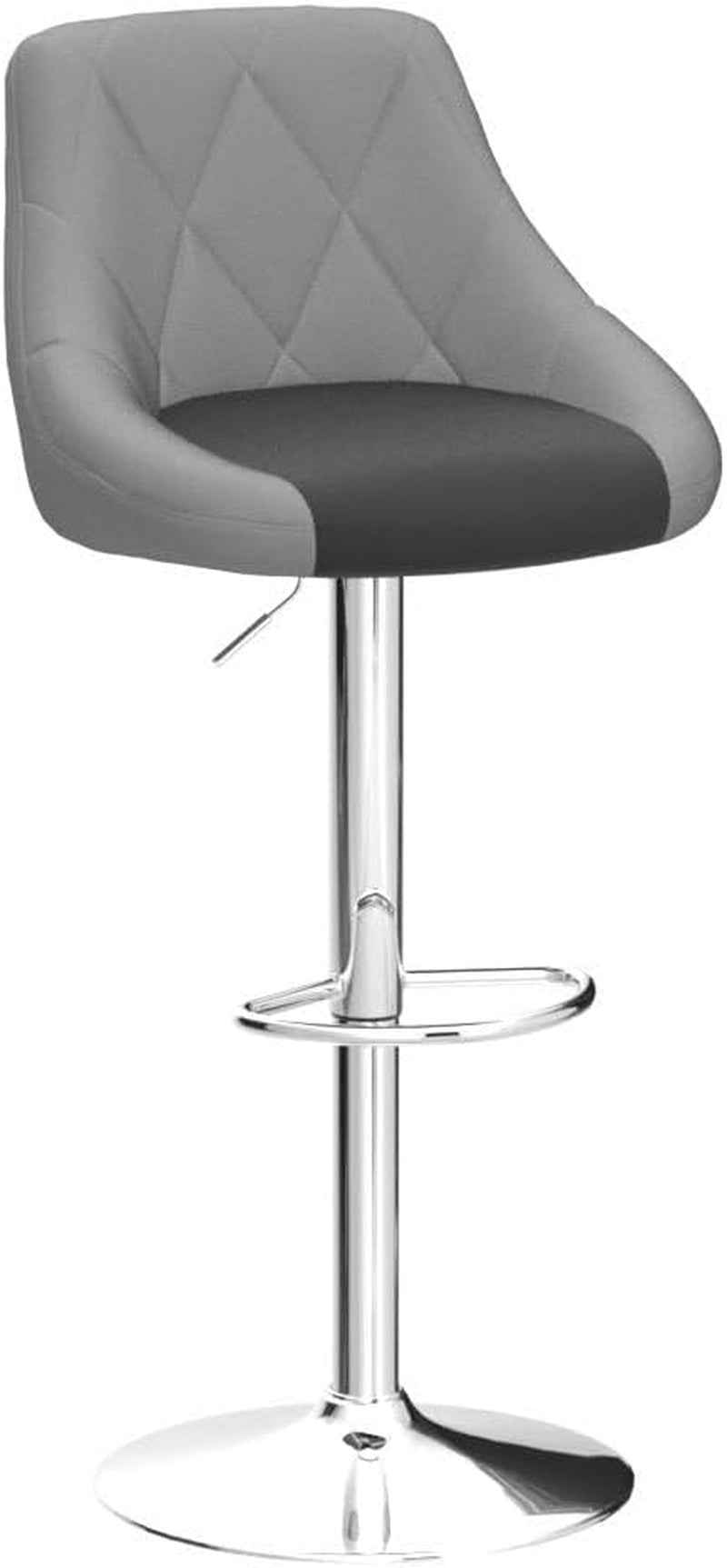 Height Adjustable Grey PU Leather Bar Stools Set Of 2