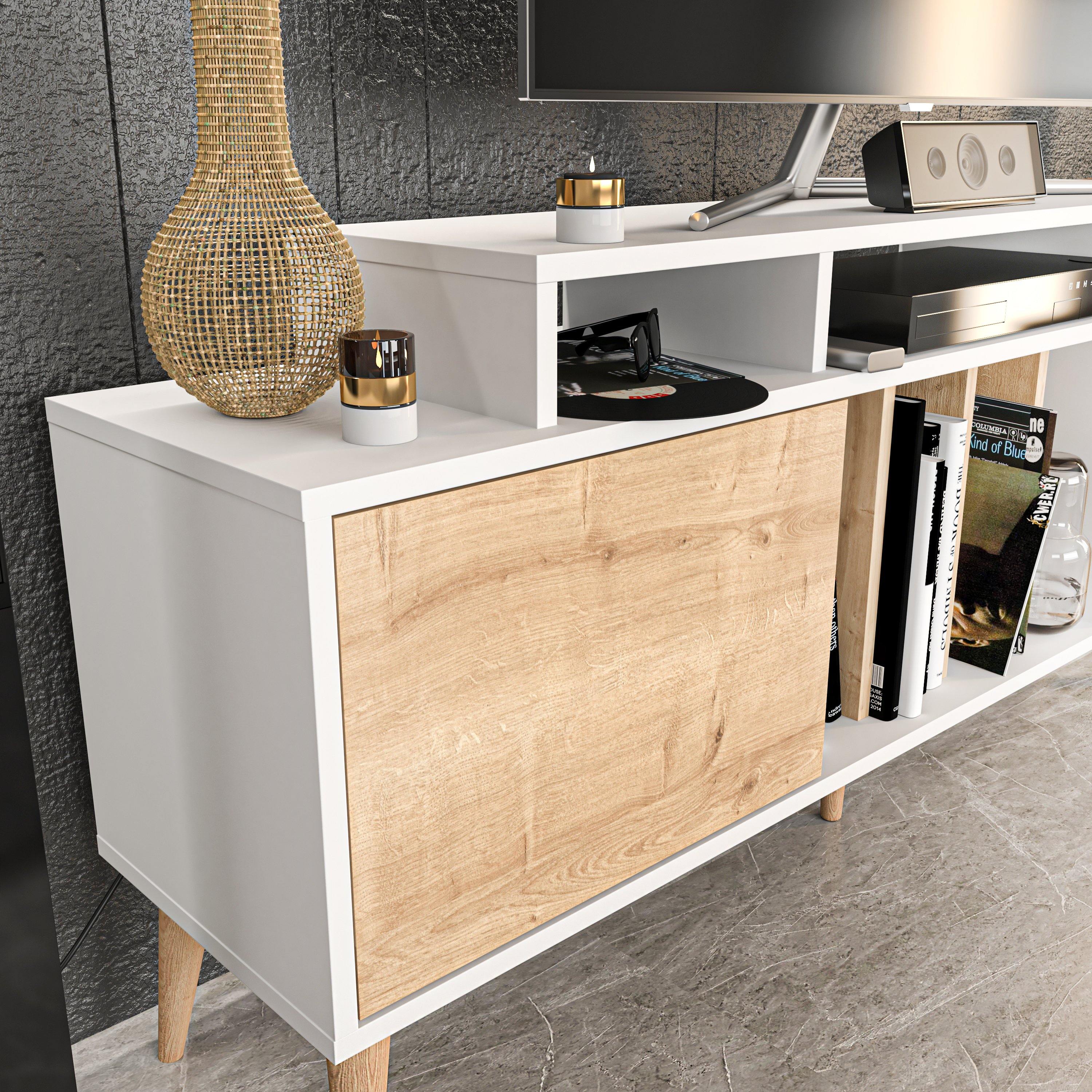 Char 63" TV Stand and Media Console with Cabinets and Shelves for TVs up to 72"