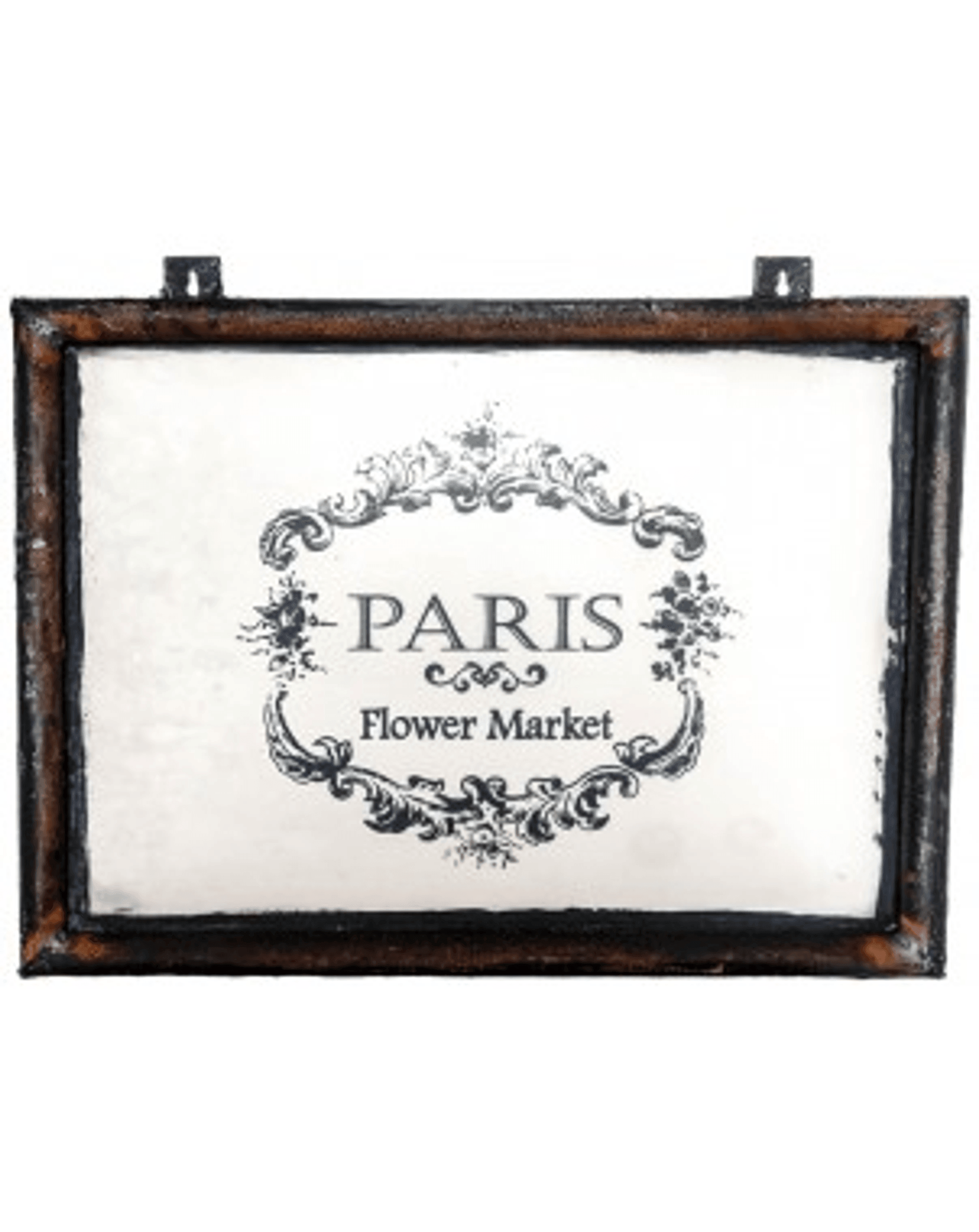 Vintage Paris Flower Market Screen Print Art With Hollow Iron Frame - PRHOMZ
