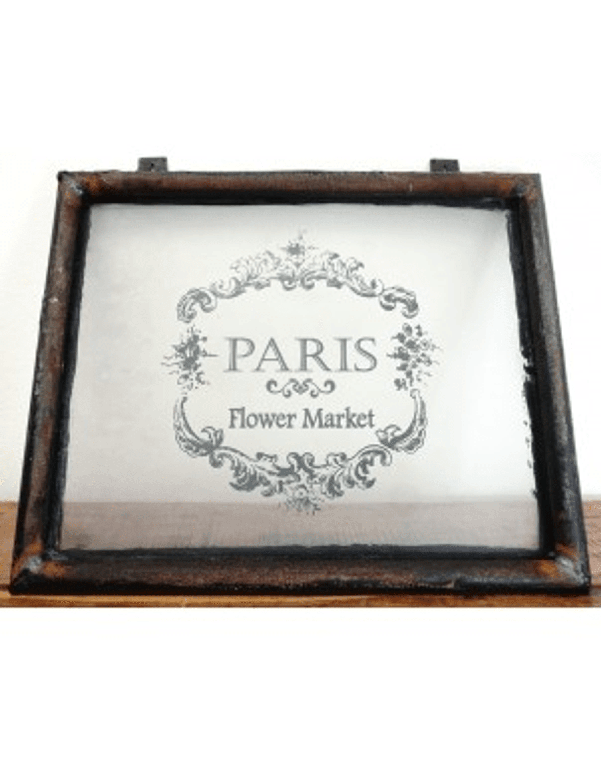 Vintage Paris Flower Market Screen Print Art With Hollow Iron Frame - PRHOMZ