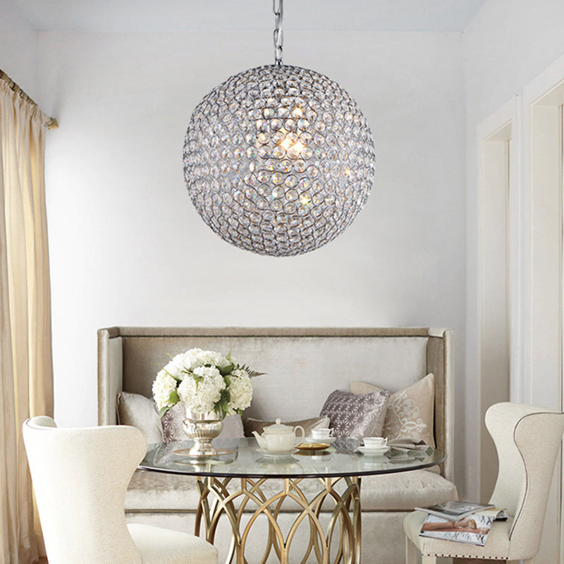 Isabella's Sparkling Symphony: Modern LED Chandelier with Crystal Orb Shade