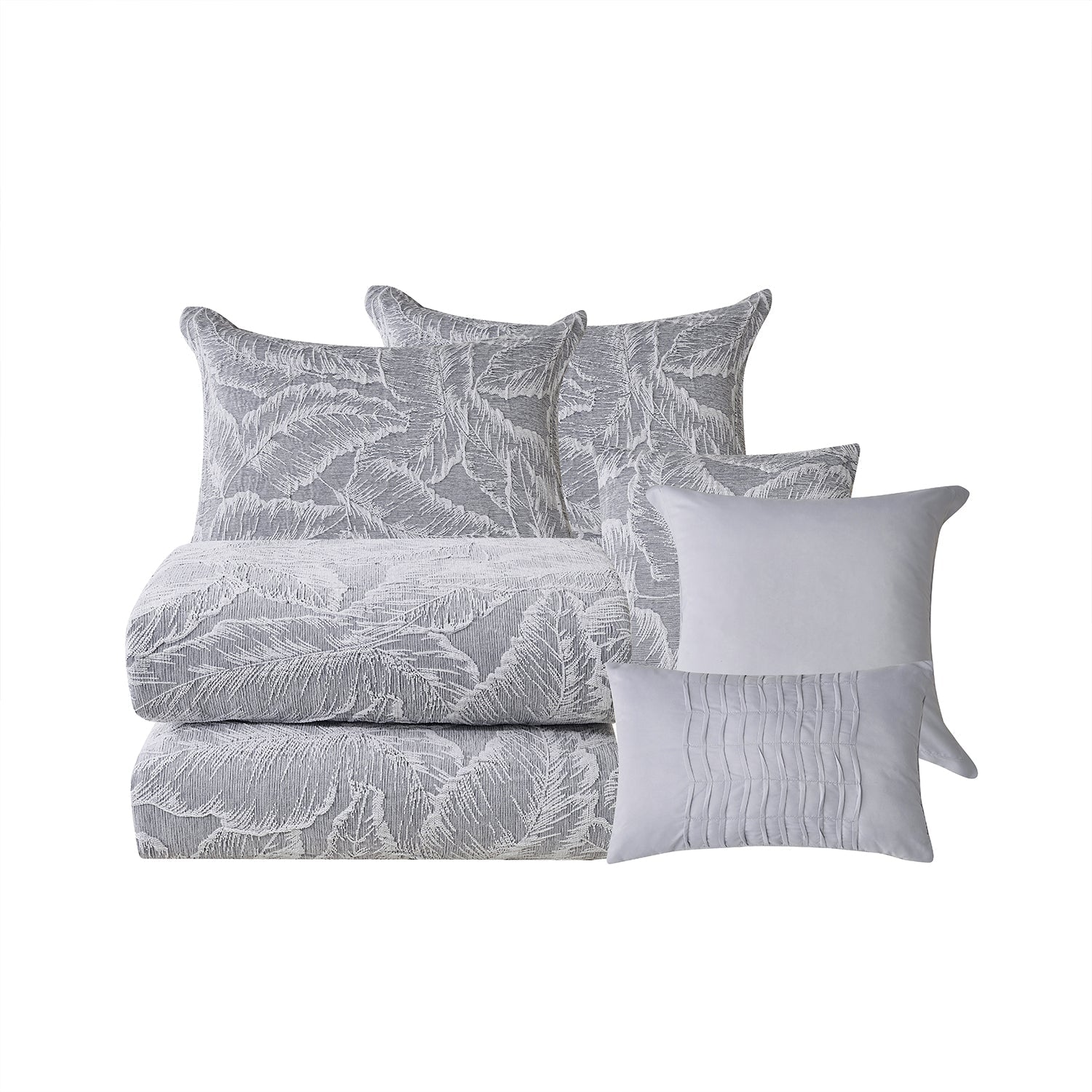 Closeout - 7 Piece Gray Chenille Jacquard Comforter Set