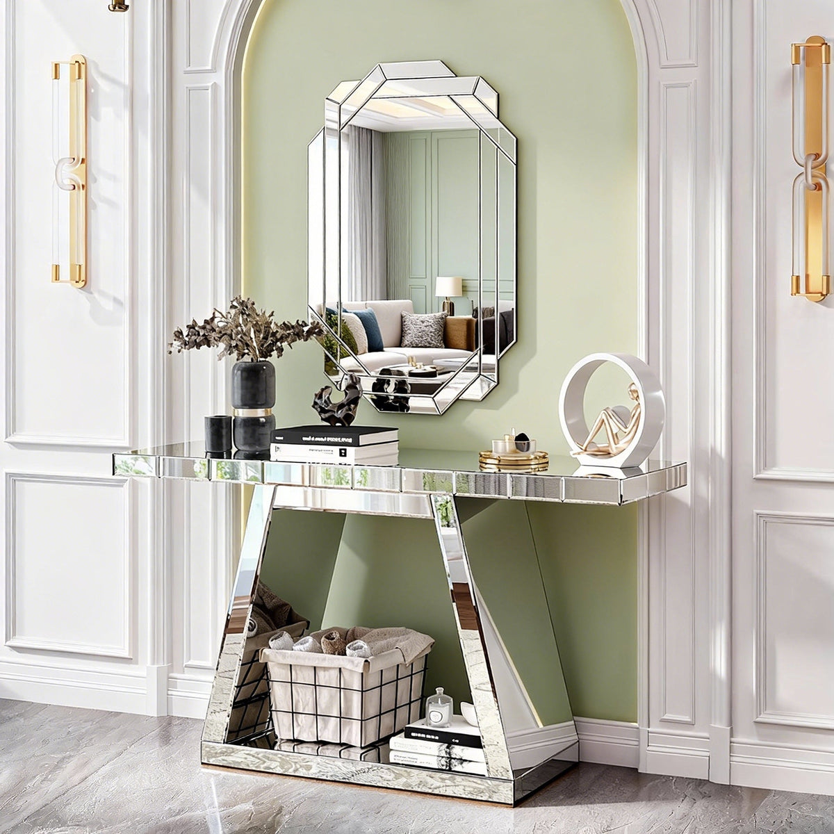55.9" Modern Luxe Full-Body Mirror Entryway Table