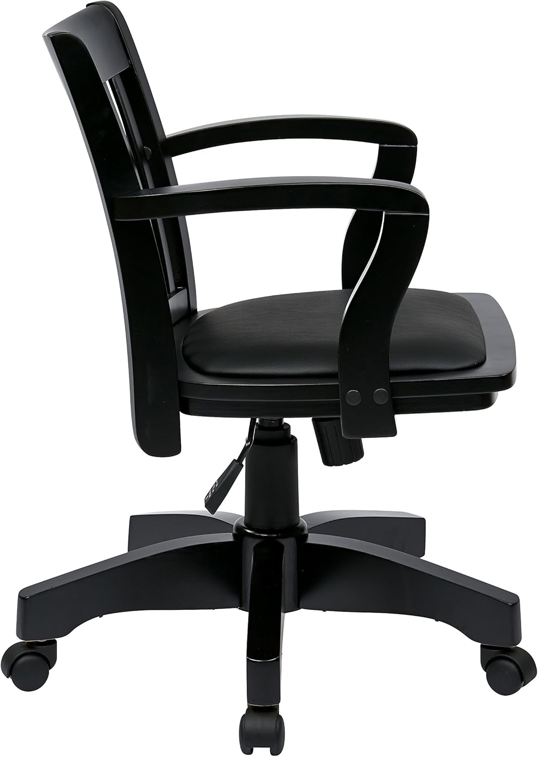 Deluxe Wood Banker Desk Chair Black Adjustable Height Tilt