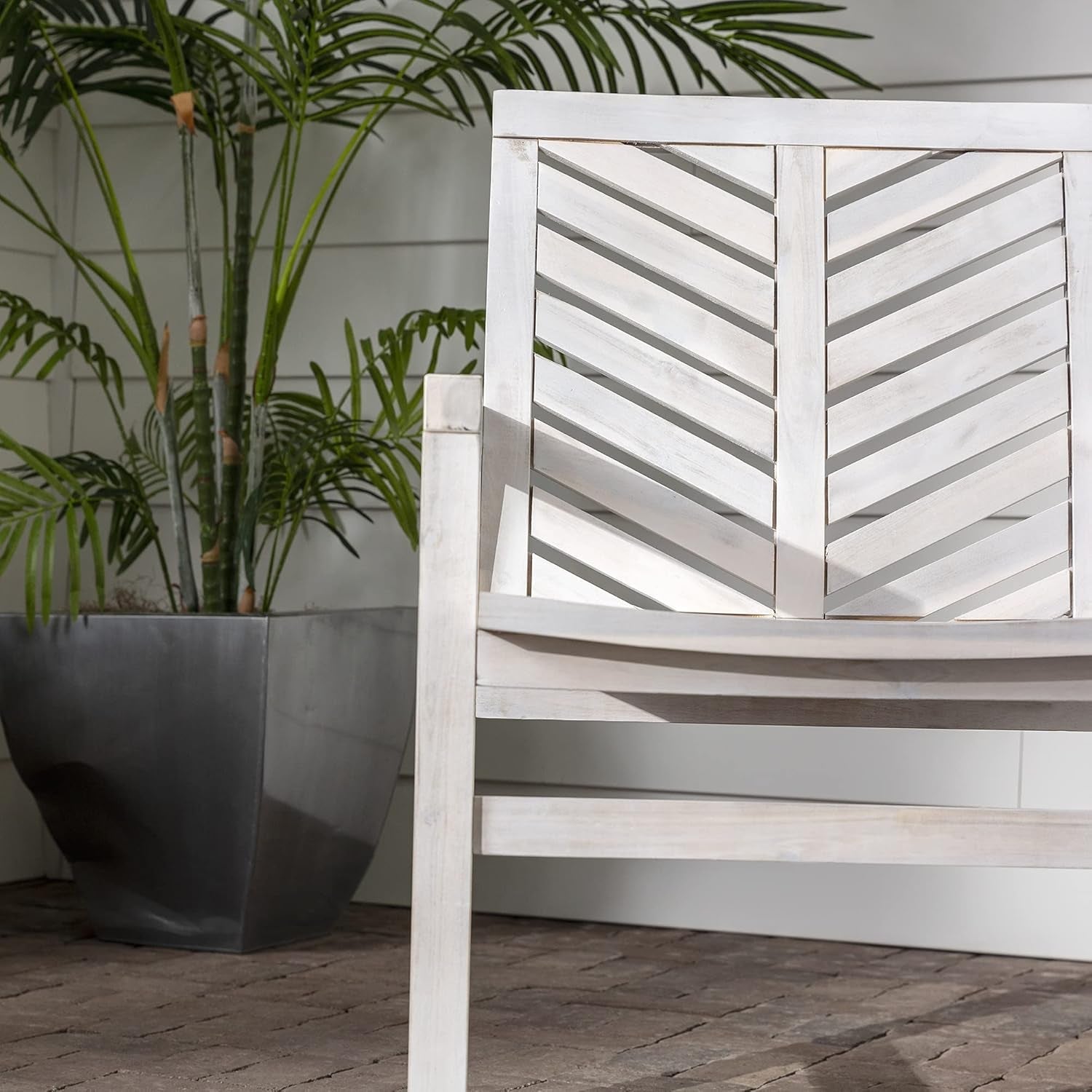 White Wash Acacia Wood Outdoor Chair For Patio Dining