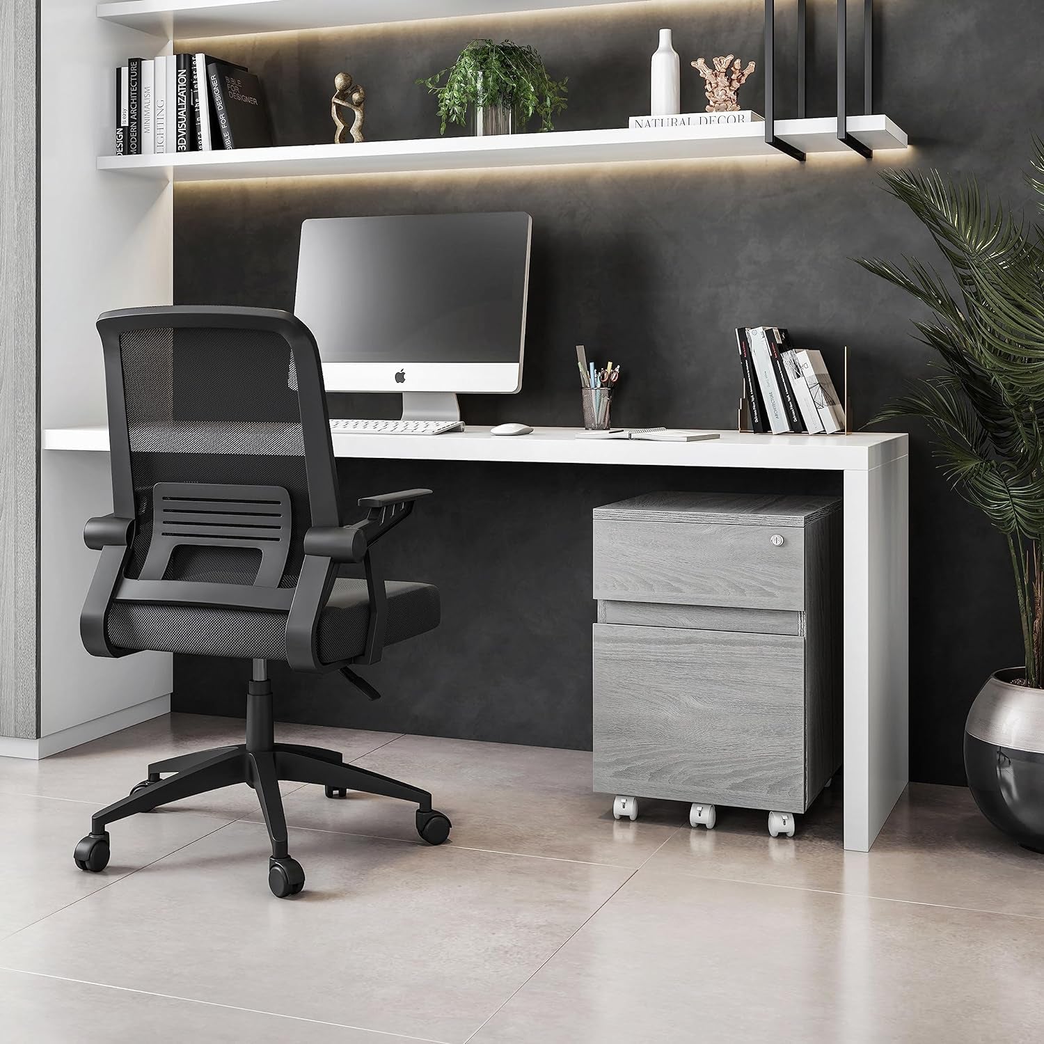 Grey Rolling Locking Two Drawer Vertical Filing Cabinet