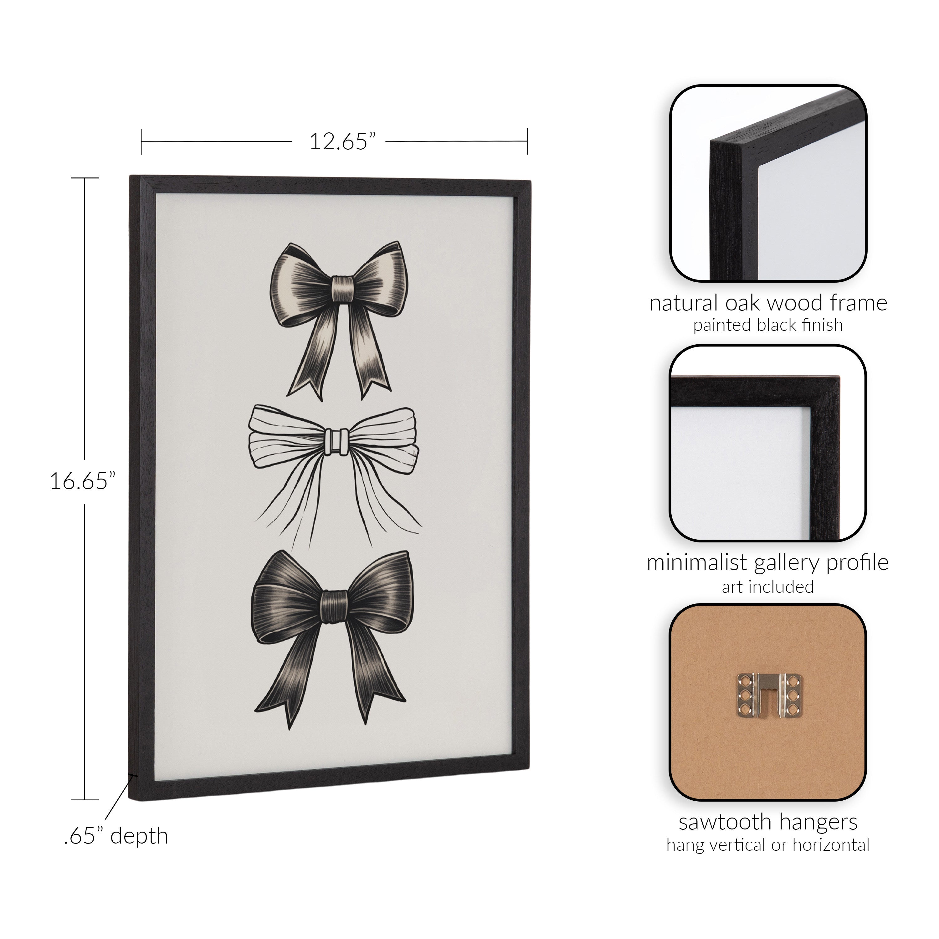 Gallery Coquette Preppy Retro Girly Black Bows Print by The Creative Bunch Studio