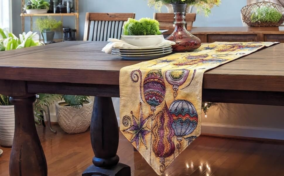 DaDa Bedding Bohemian Ornaments Colorful Holiday Lanterns Tapestry Dining Table Runner (14916)