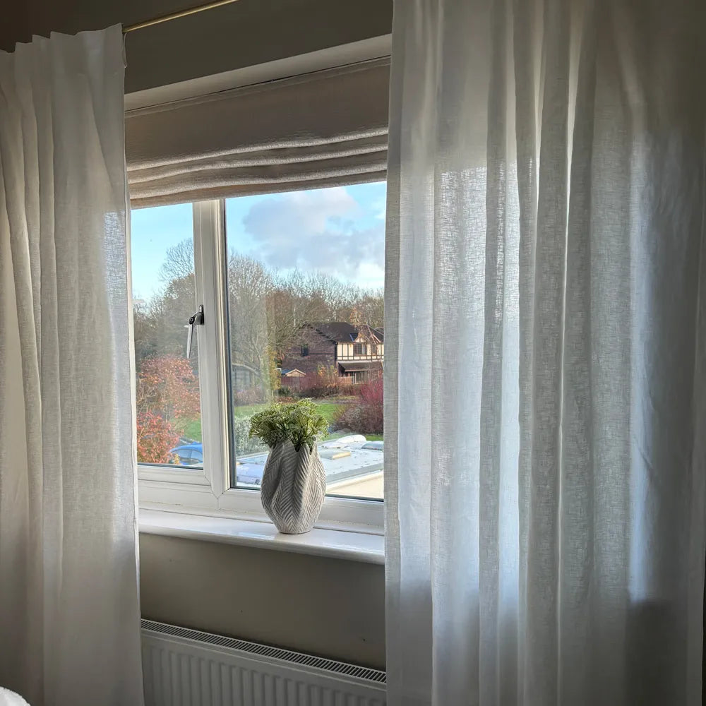 Lelio White 100% Pure Linen Sheer Curtains