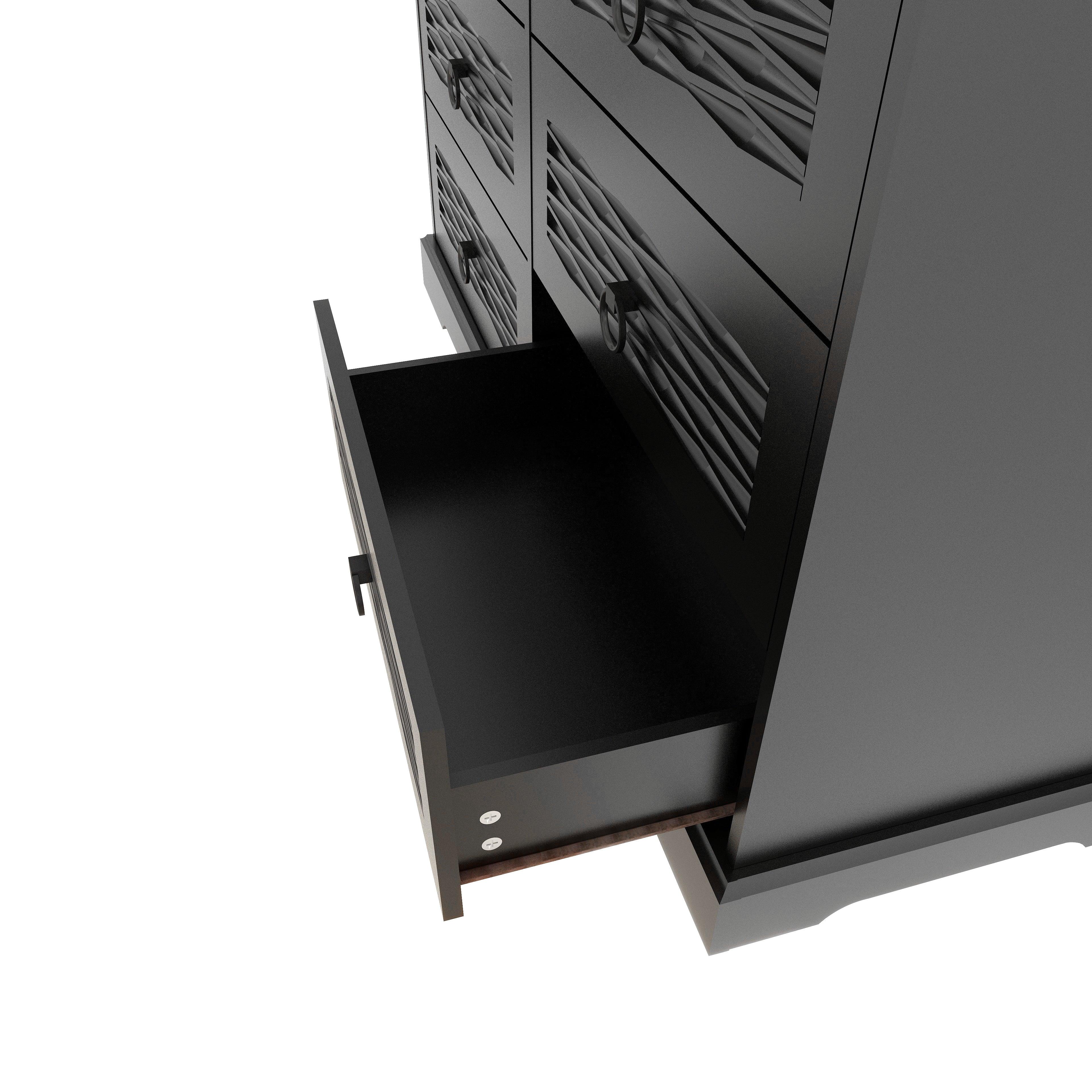 47" Wide Farmhouse Wood Drawer Dresser with 6 Drawers | Tall Chest of Drawers for Bedroom, Living Room & Entryway - PRHOMZ