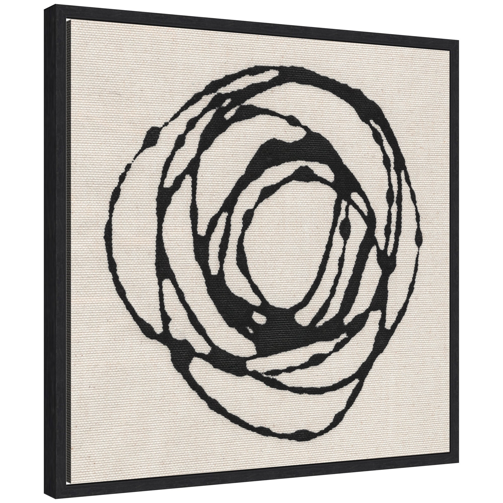 Sylvie Flowing Circle Abstract Framed Canvas by The Creative Bunch Studio