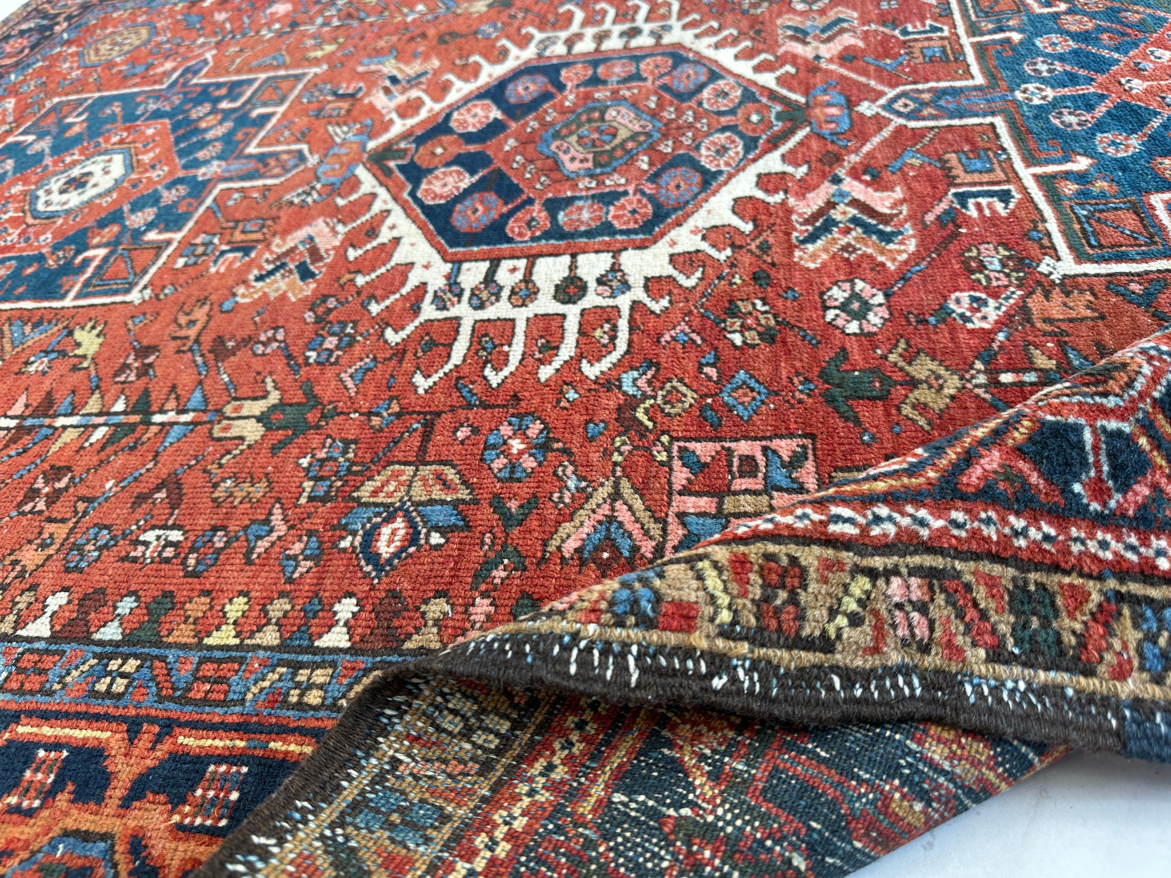 KARAJA Persian Antique Heriz Rug 4'9" x 6'