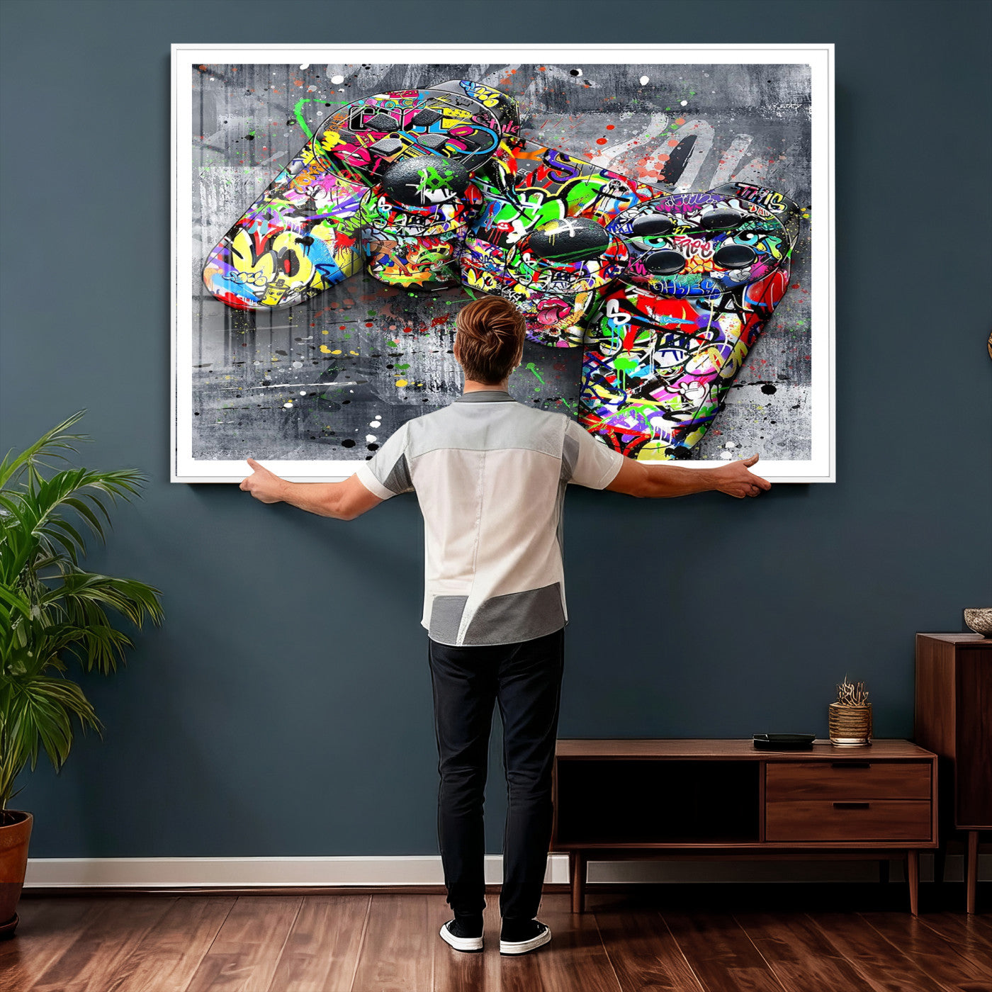Graffiti Gaming Canvas Wall Art For Bedroom - Gaming Wall