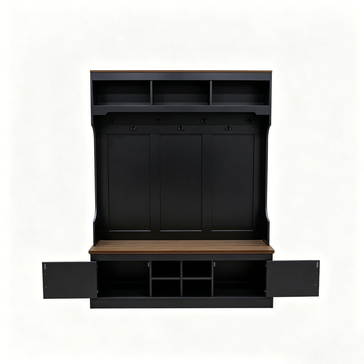 Vibe Haus 71"H Farmhouse Hall Tree with Bench and Shoe Storage