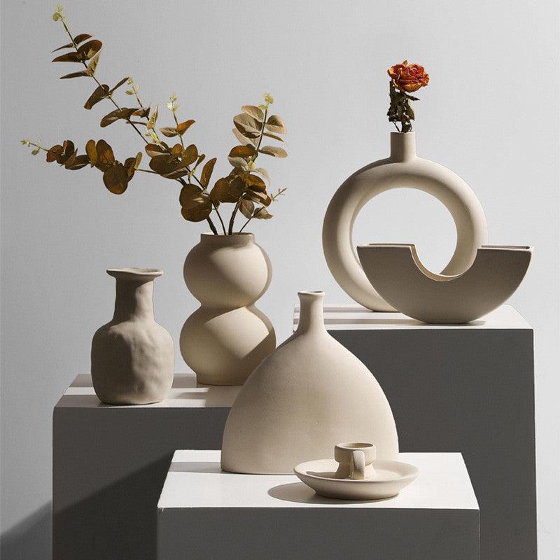 Modern Minimalist Ceramic Vase Flower Ornaments - PRHOMZ