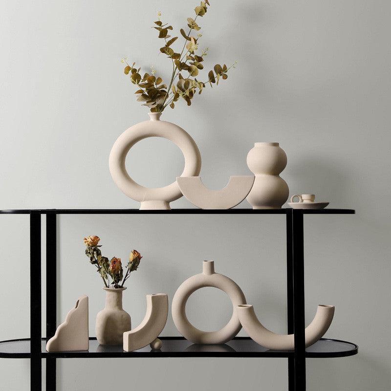 Modern Minimalist Ceramic Vase Flower Ornaments - PRHOMZ