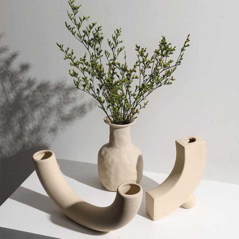 Modern Minimalist Ceramic Vase Flower Ornaments - PRHOMZ