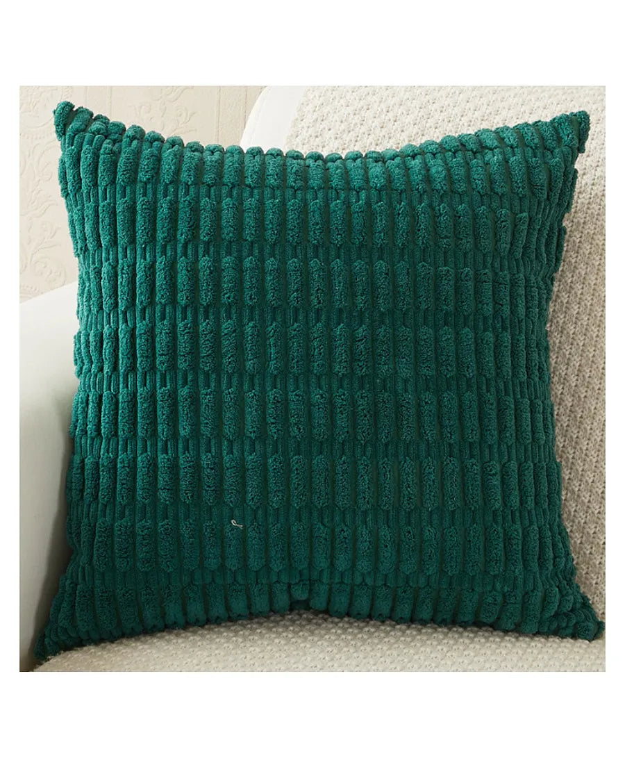 Dark Green Corduroy Cushion Cover | 45x45cm | Soft Plush Cotton Velvet-0