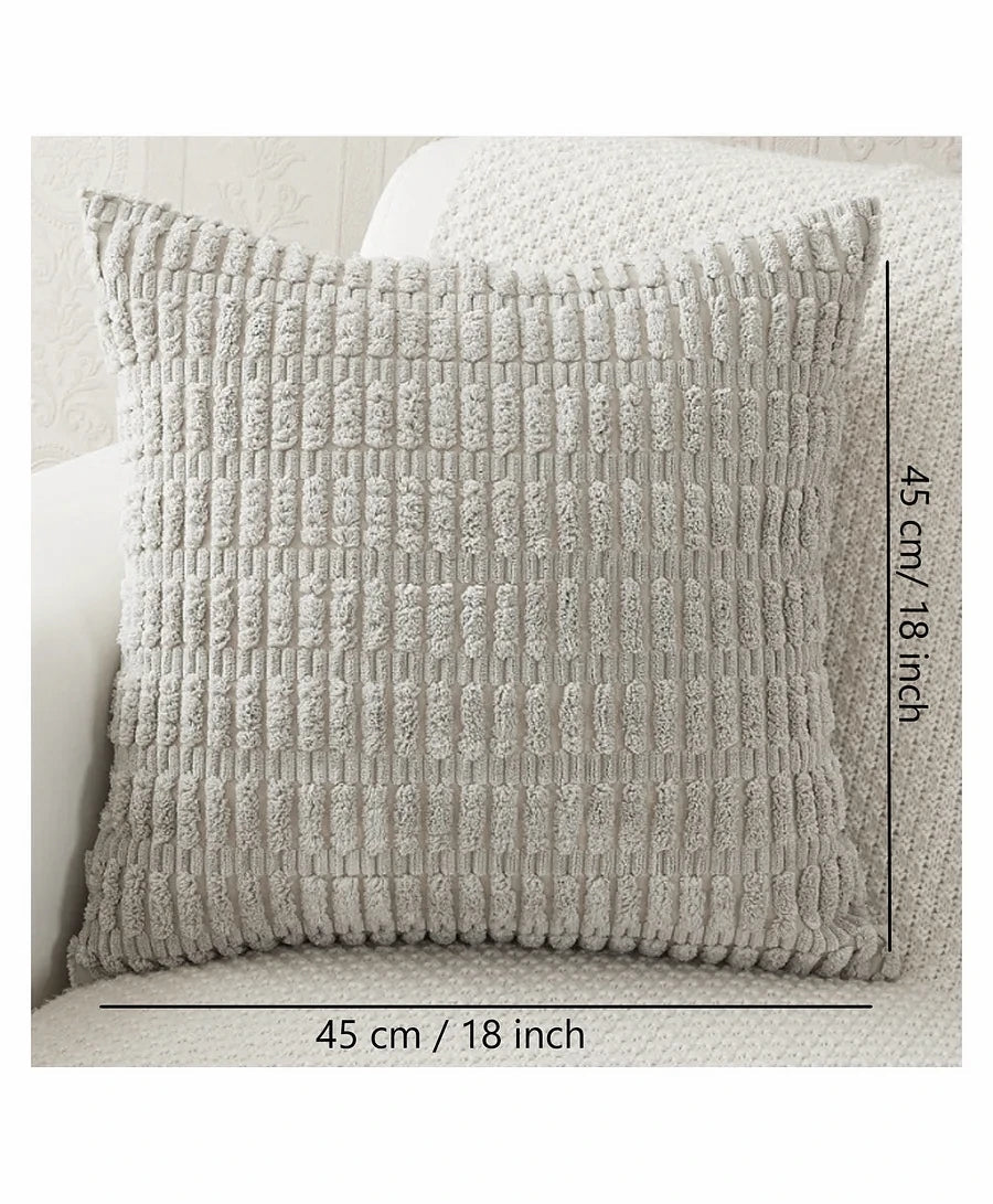 Corduroy Cushion Cover | Soft Plush Cushion Cover | 45x45cm | Light Grey Cushion Cover-1