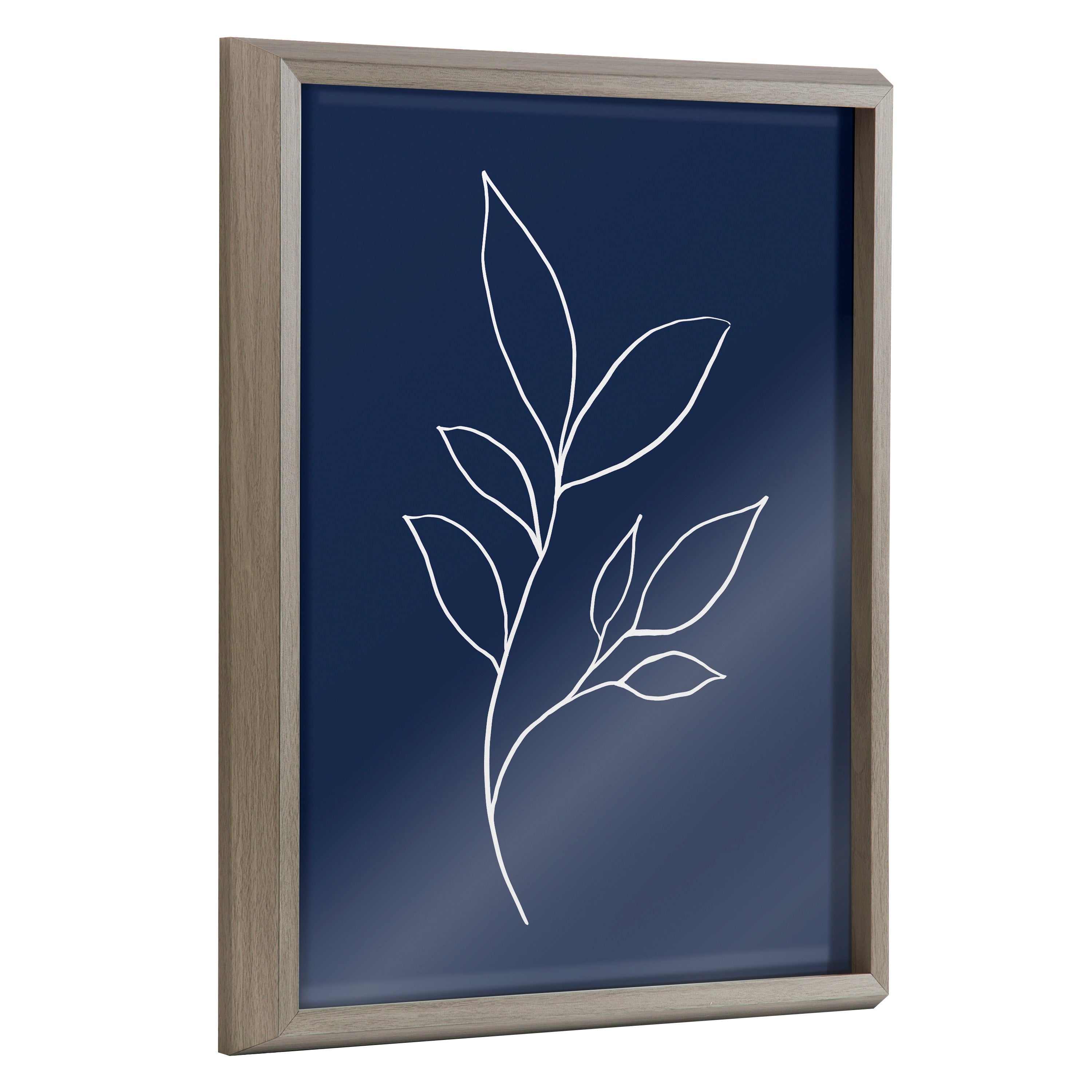 Blake Modern Blue Botanical Line Sketch Print 3 Framed Printed Glass by The Creative Bunch Studio