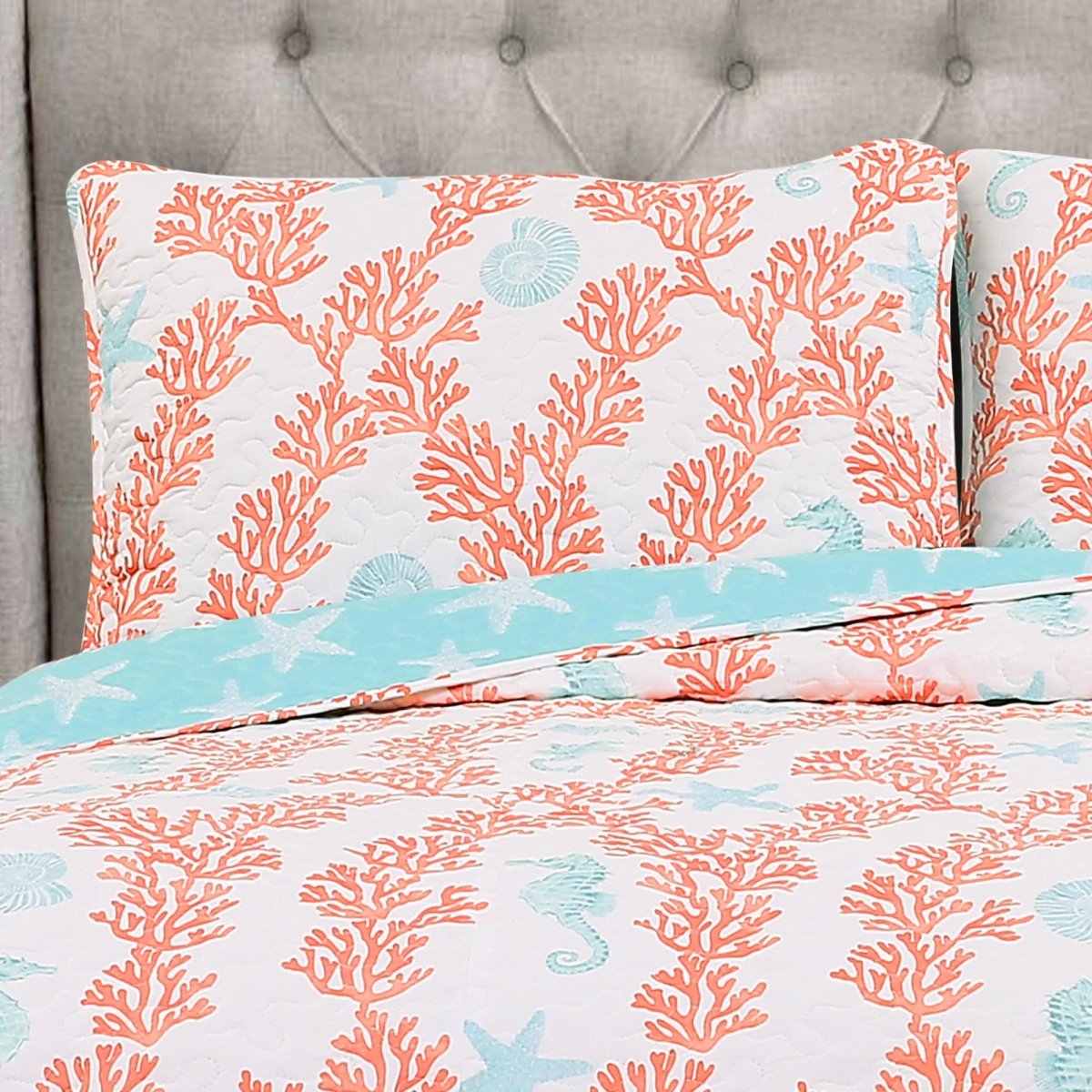 Dina Coral Quilt 3 Piece Set