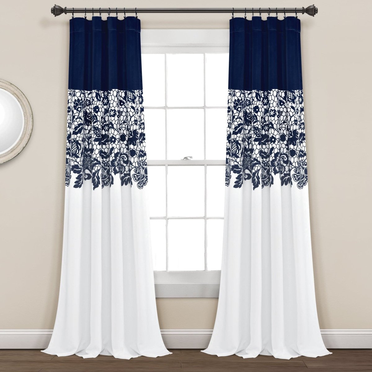Estate Garden Print Room Darkening Window Curtain Set