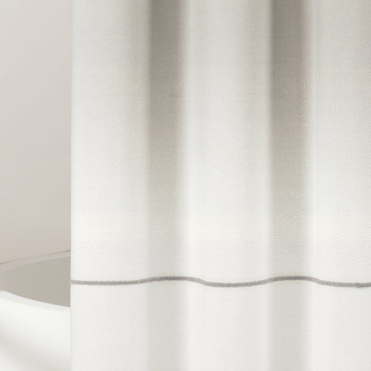 Ombre Embroidery Tassel Cotton Shower Curtain